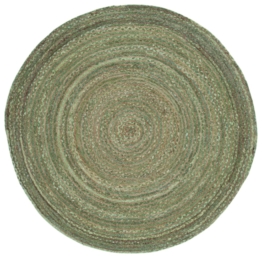 Tapis côtier en jute vert/beige, 122 x 122 cm