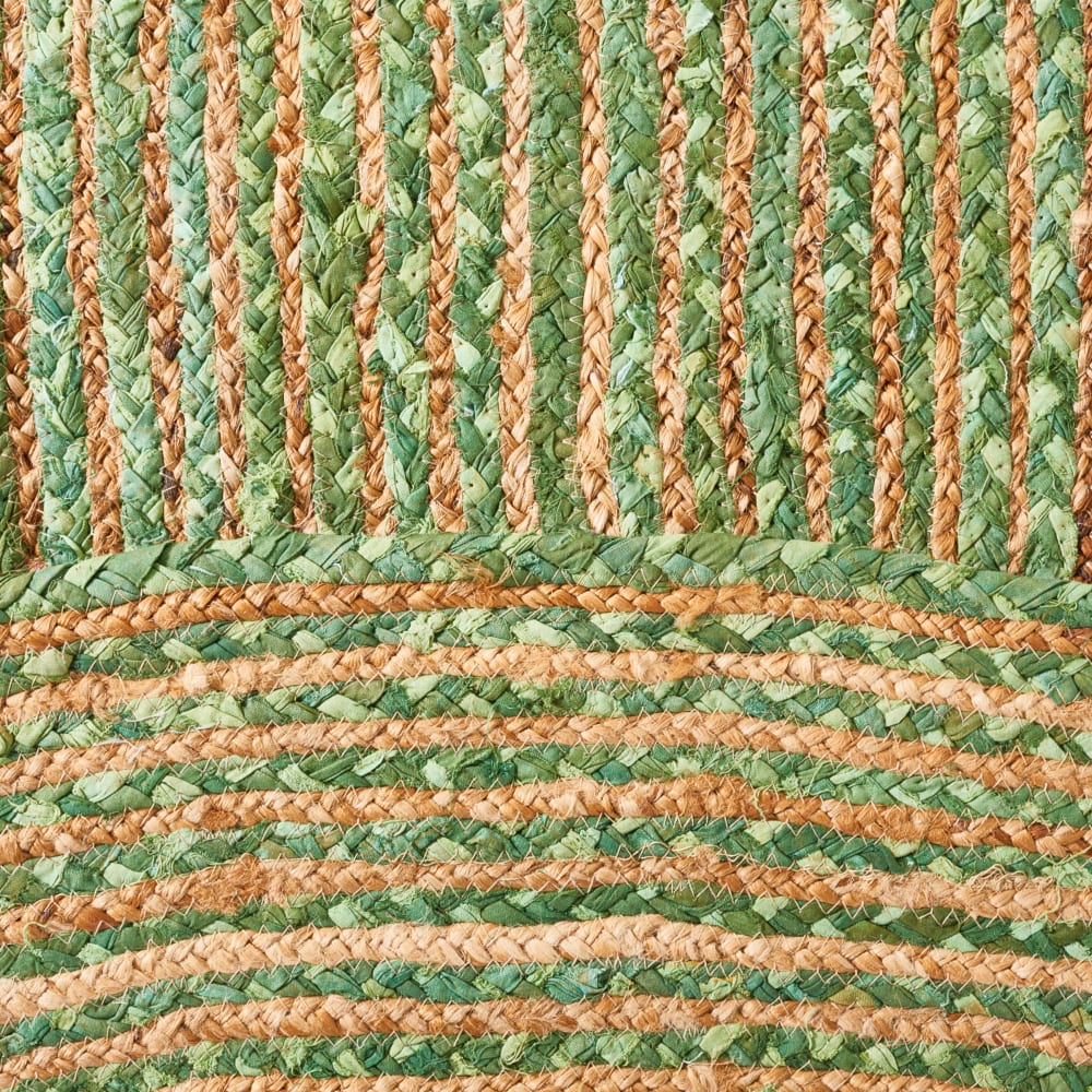 Tapis côtier en jute vert/beige, 122 x 122 cm