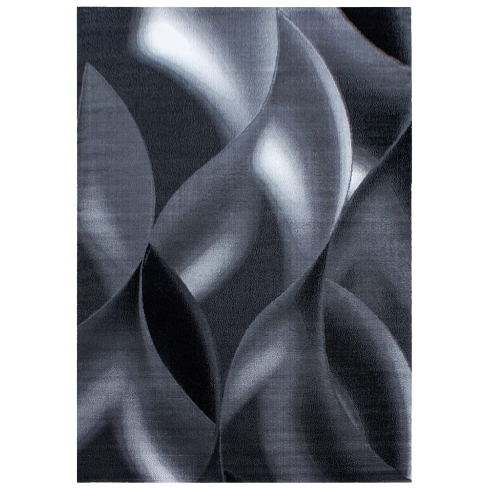 Tapis à vagues abstrait noir 120x170cm