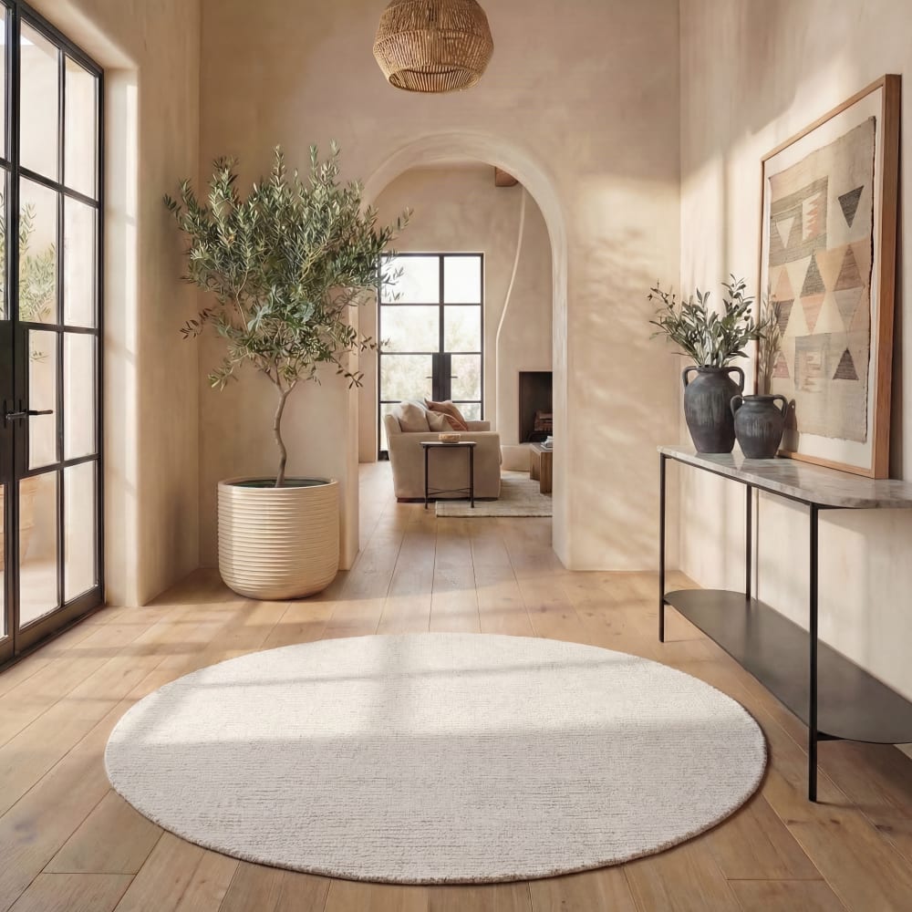 Tapis contemporain en laine blanc/beige, 122 cm — vue 3