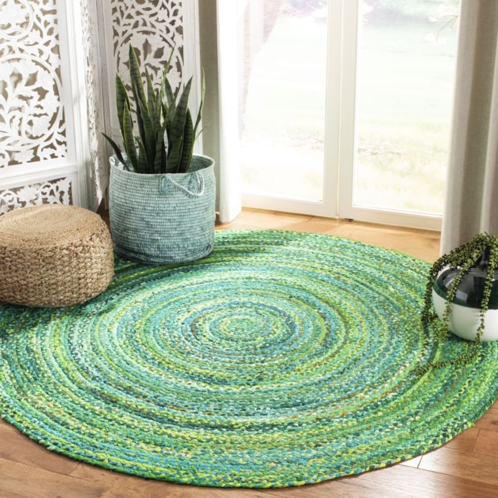 Tapis chalet de campagne en coton vert, 122 x 122 cm — vue 3