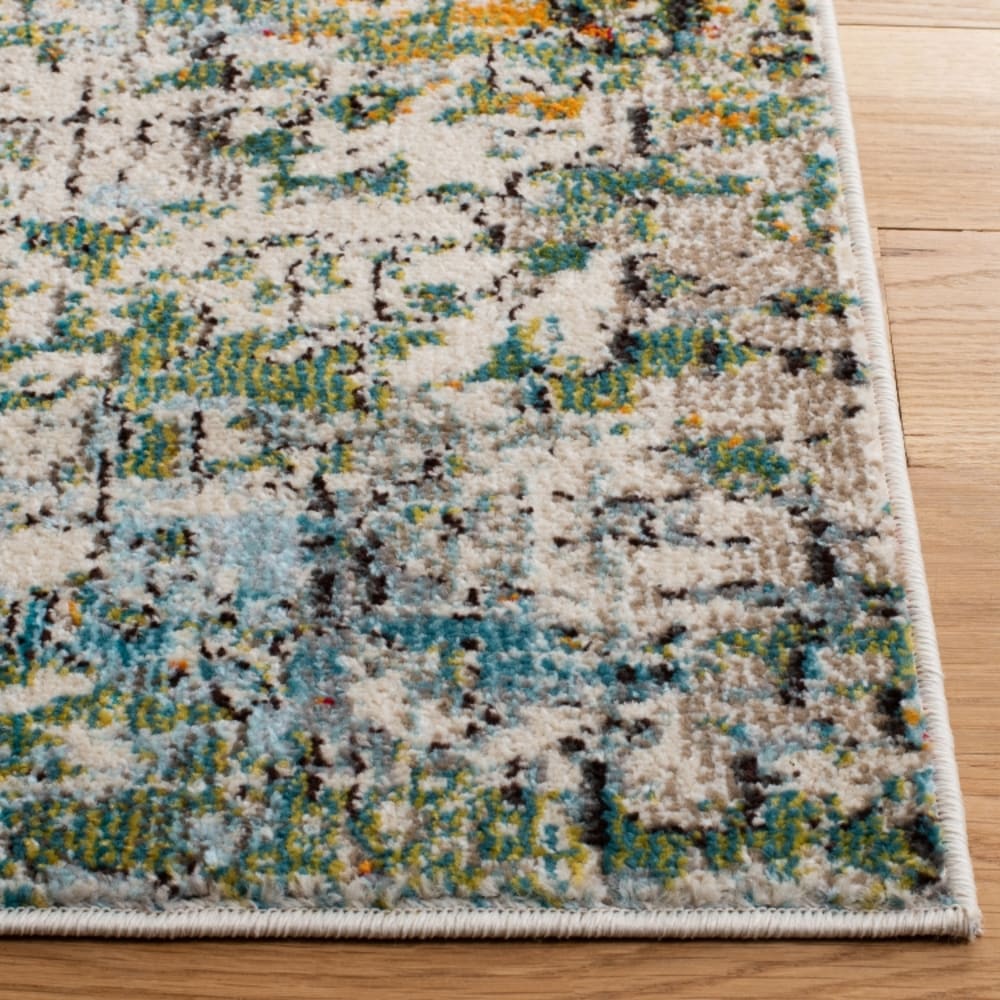 Tapis contemporain en polypropylène vert/bleu, 122 x 122 cm — vue 4