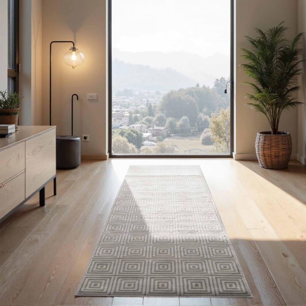 Tapis salon 120x170cm crème géométrique — vue 3