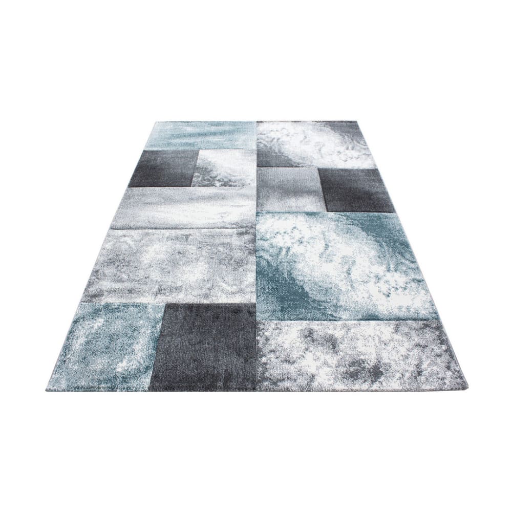 Tapis géométrique design en polypropylène bleu 120x170