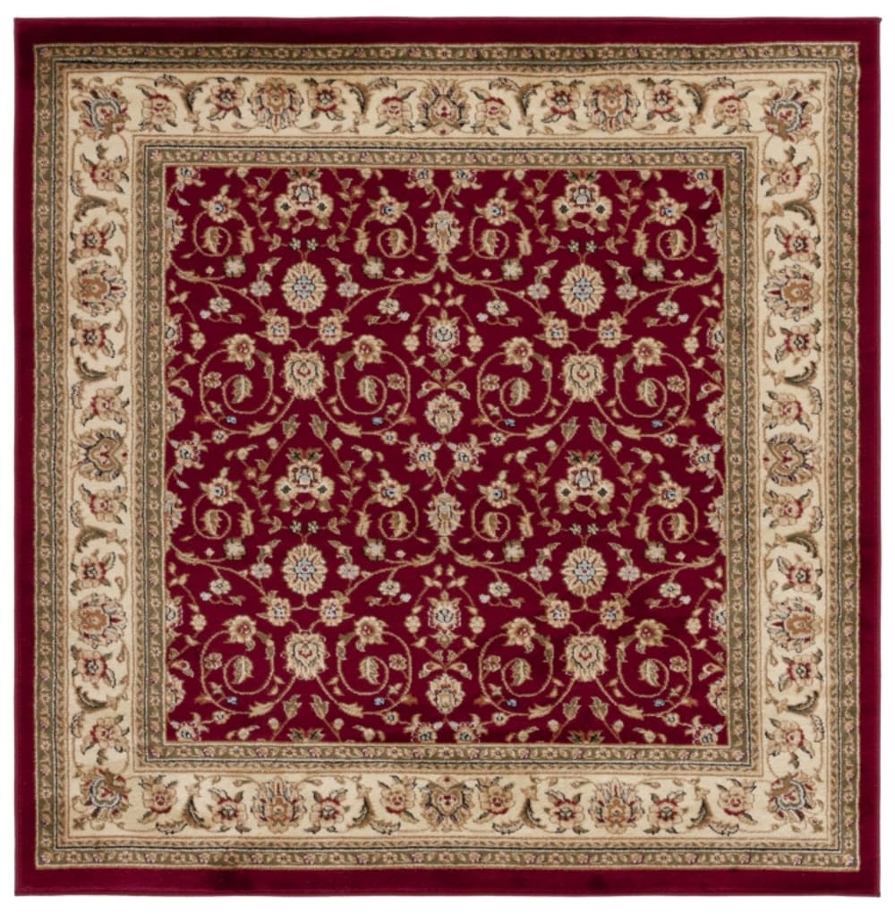 Tapis traditionnel en polypropylène rouge/blanc, 122 x 122 cm