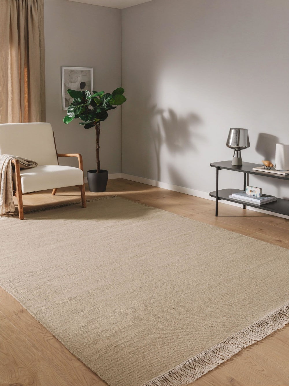 Tapis de laine beige 120x170 — vue 3