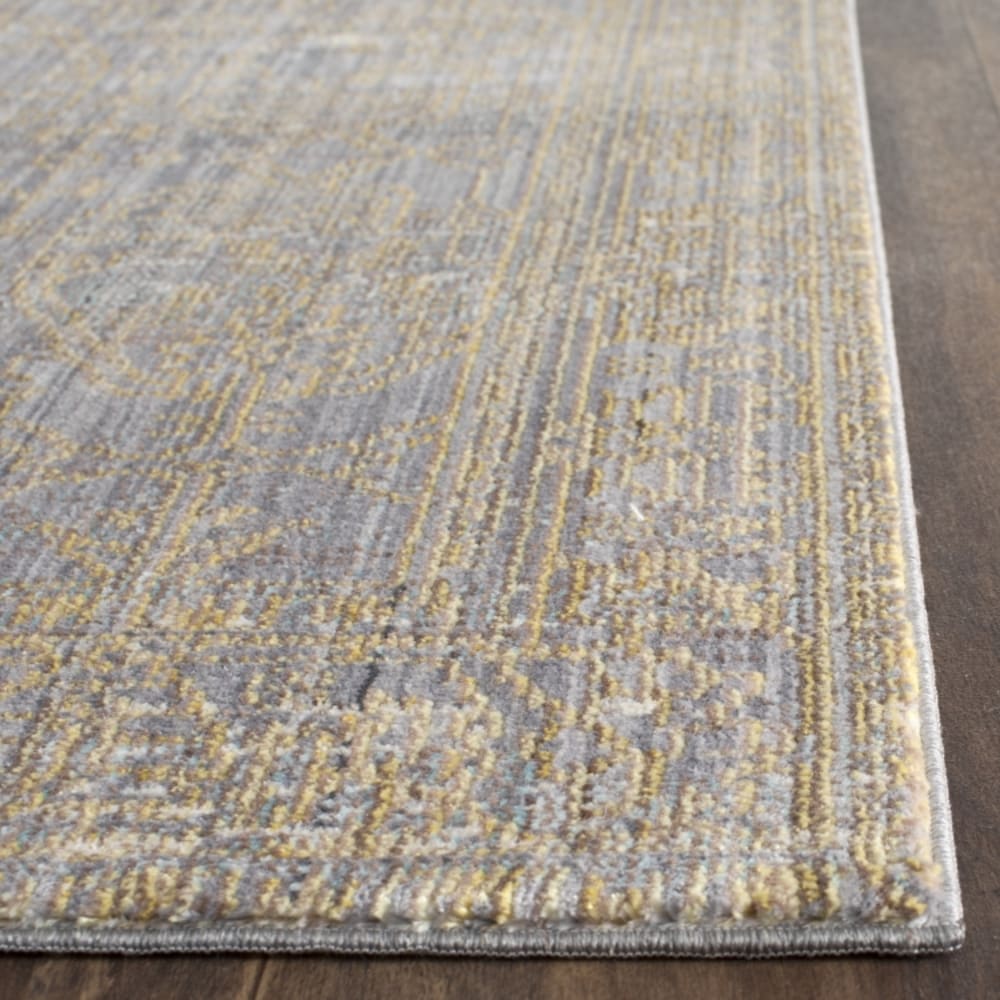 Tapis artisanat inspiré en polyester gris/or, 122 x 183 cm — vue 4