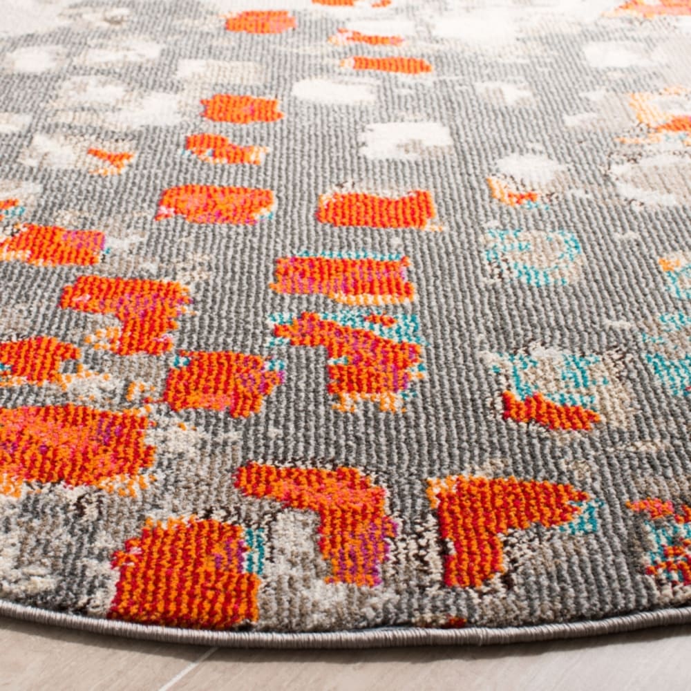 Tapis contemporain en polypropylène gris/orange, 122 x 122 cm — vue 4