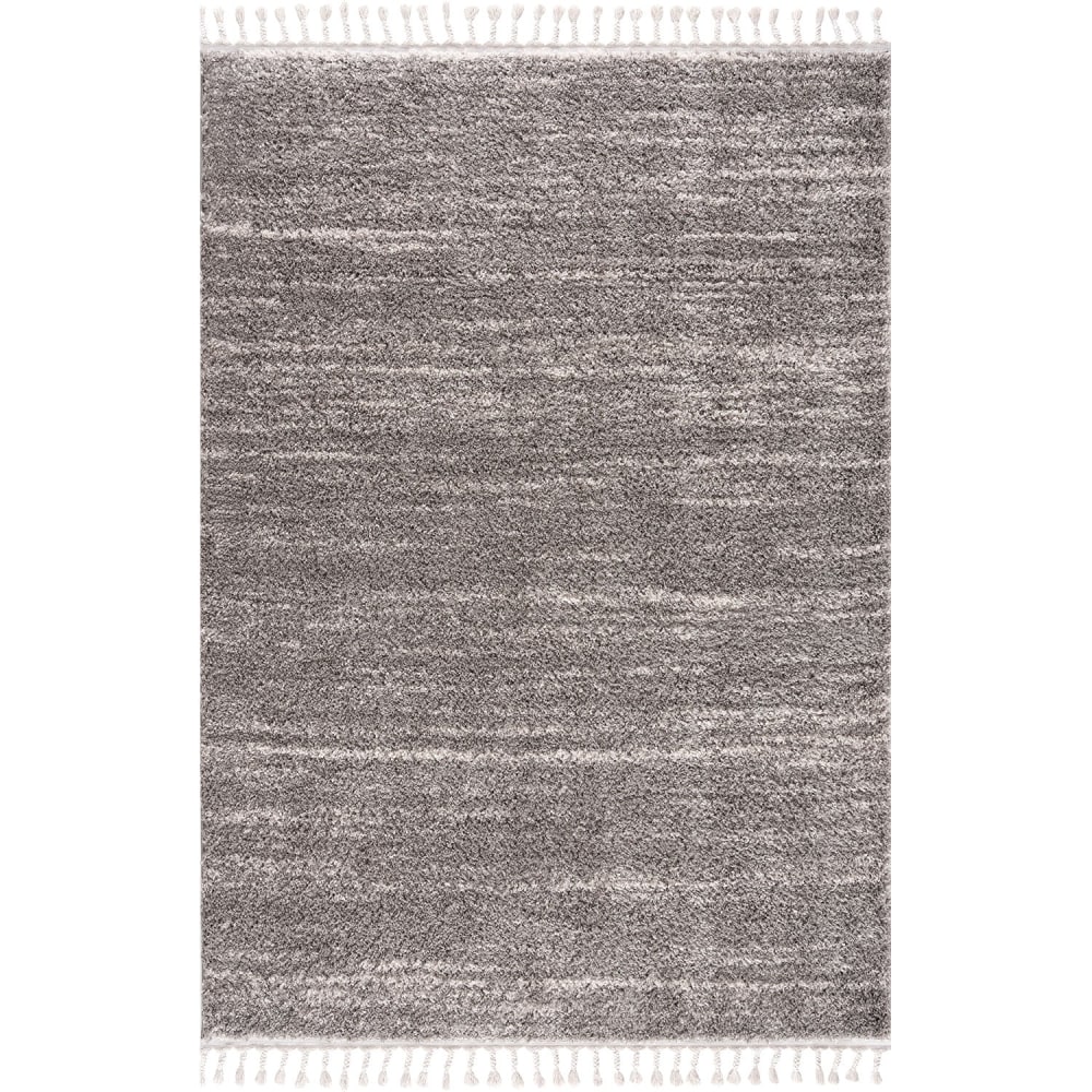 Tapis moelleux à franges tressées Gris 120x160cm
