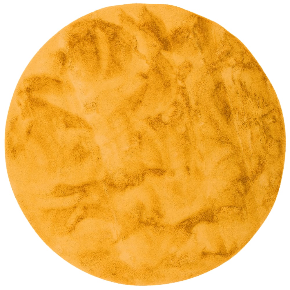 Tapis rond en fausse - jaune