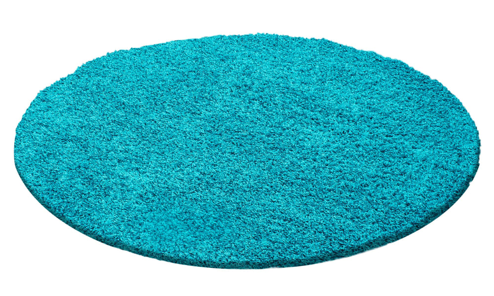 SHAGGY - Tapis Uni Rond - Turquoise 120 x 120 cm