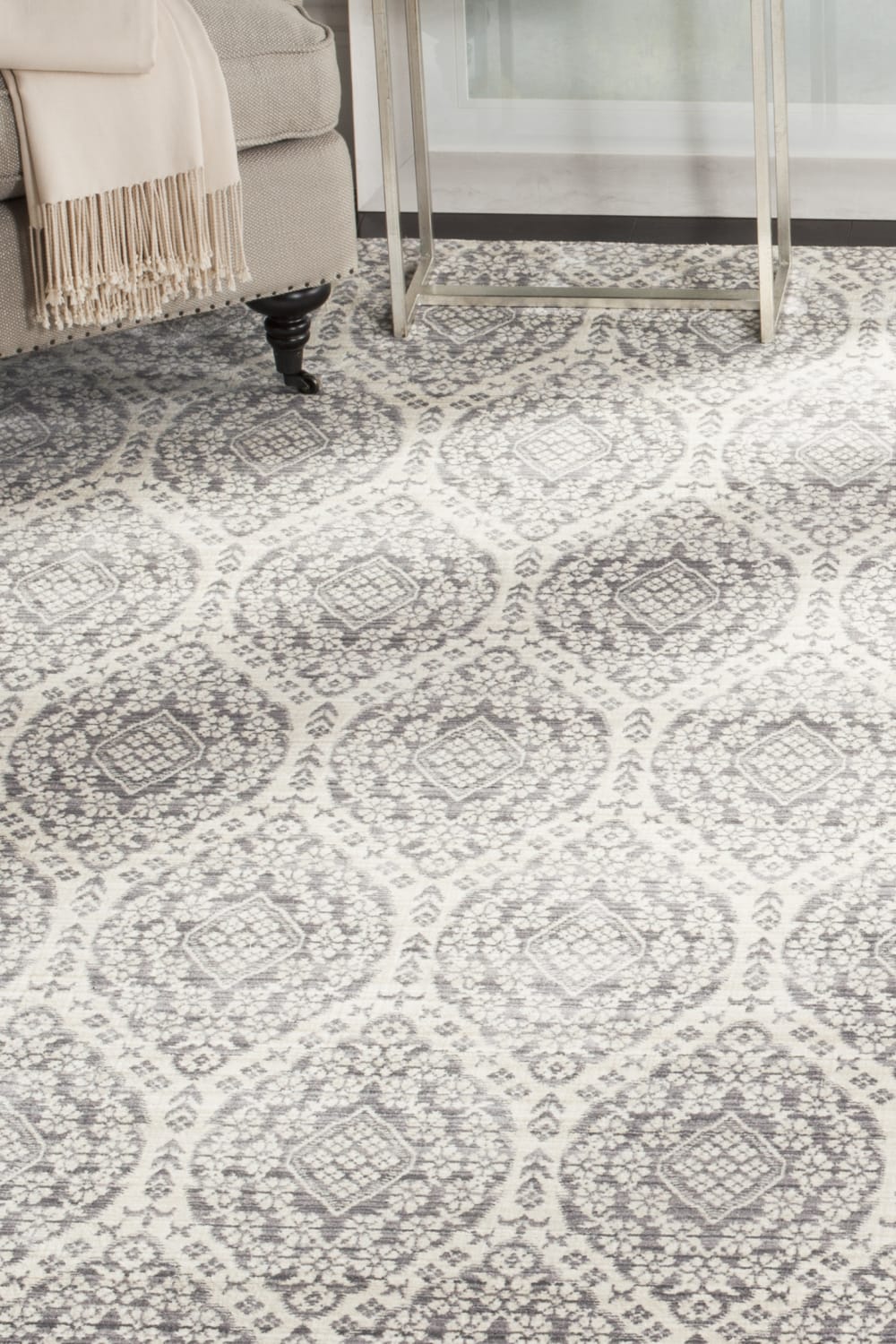 Tapis artisanat inspiré en polyester violet/beige, 122 x 183 cm — vue 3