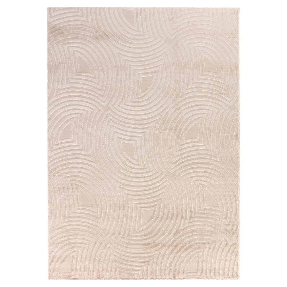 Tapis Meduse laineux à motif en relief Beige 120x170cm