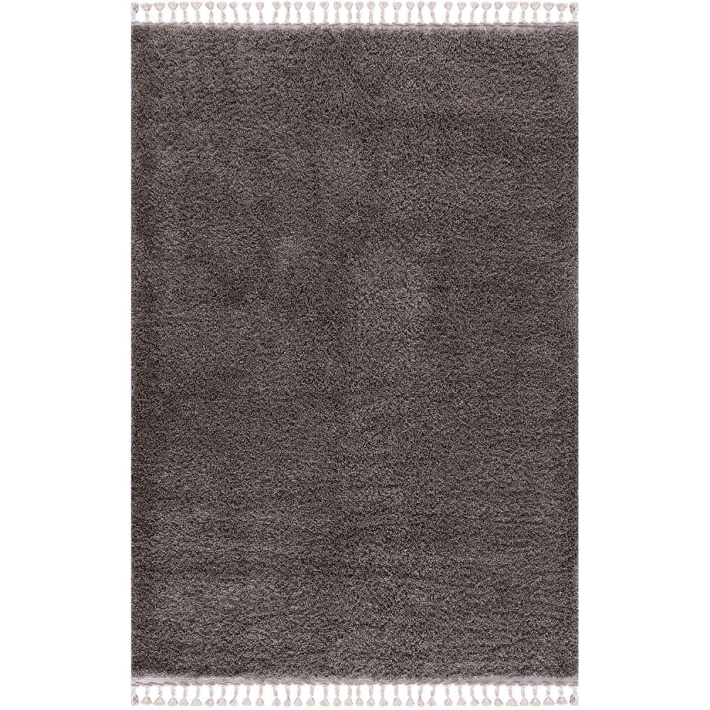 Tapis moelleux à franges tressées Gris 120x160cm