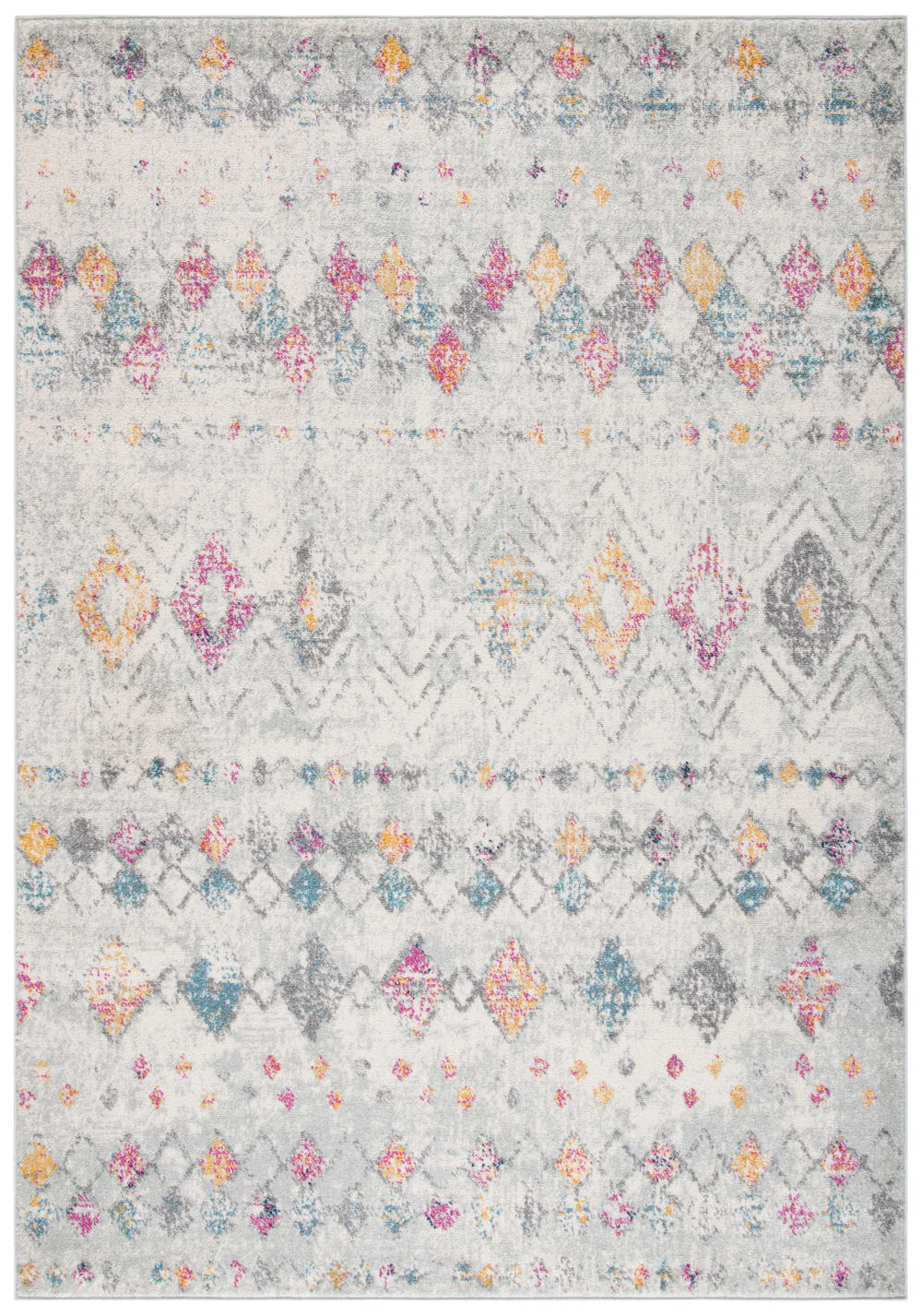 Tapis bohémien en polypropylène gris/or, 122 x 183 cm