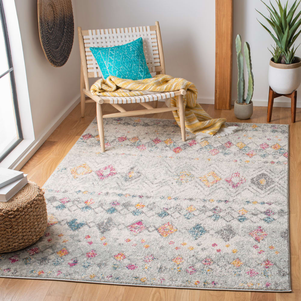 Tapis bohémien en polypropylène gris/or, 122 x 183 cm — vue 3