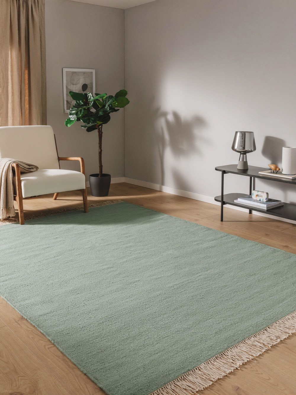 Tapis de laine vert clair 120x170 — vue 3