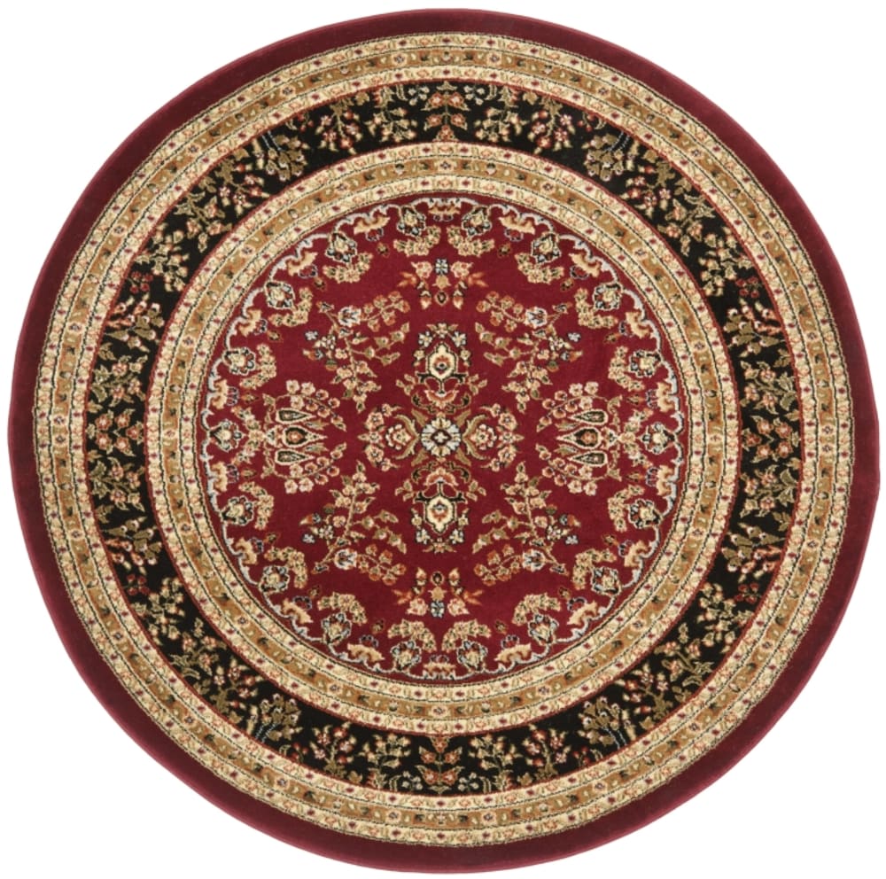 Tapis traditionnel en polypropylène rouge/noir, 122 cm