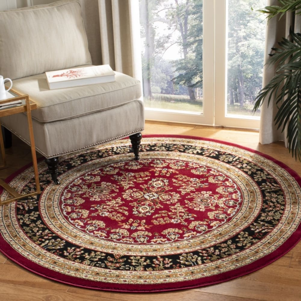 Tapis traditionnel en polypropylène rouge/noir, 122 cm — vue 3