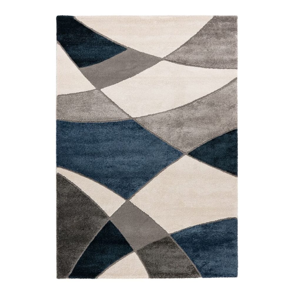 Tapis courbe design en polypropylène bleu 120x170