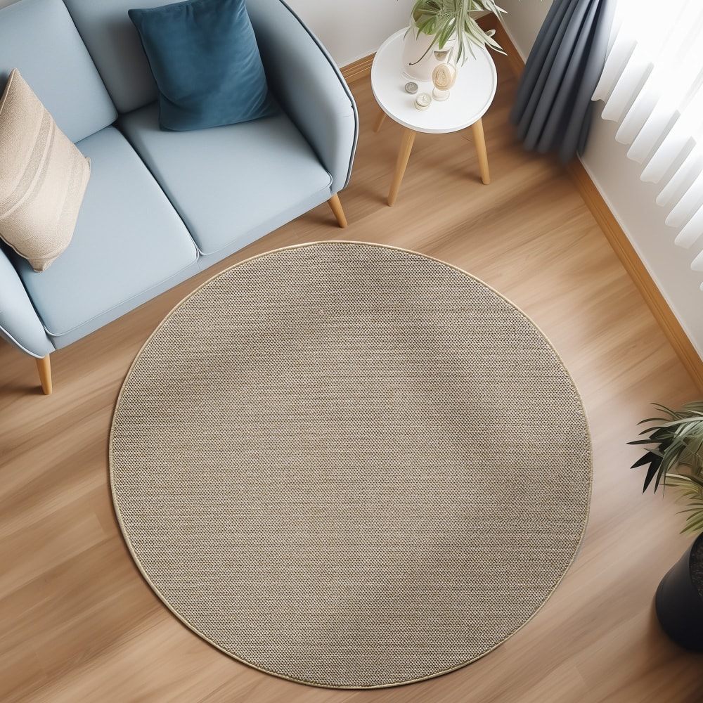 Tapis rond naturel aspect jute beige 120x120cm — vue 3