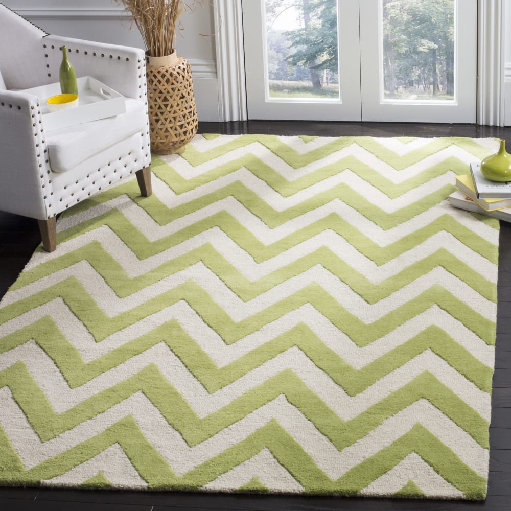 Tapis moderne en laine vert/blanc, 122 x 183 cm — vue 3