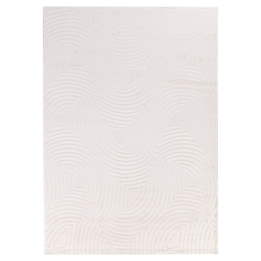 Tapis Meduse laineux à motif en relief Crème 120x170cm