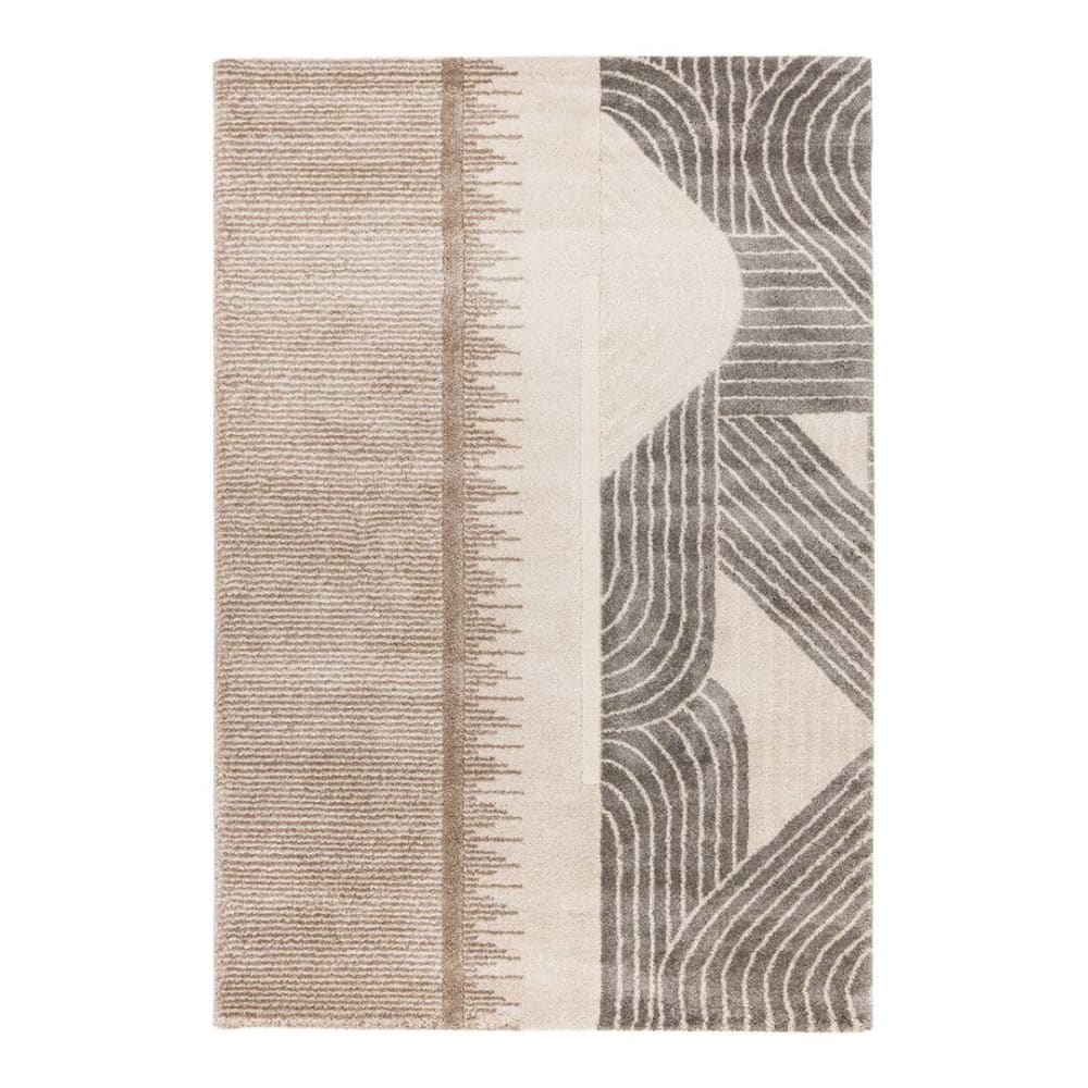 Tapis rayé design en polypropylène taupe 120x170
