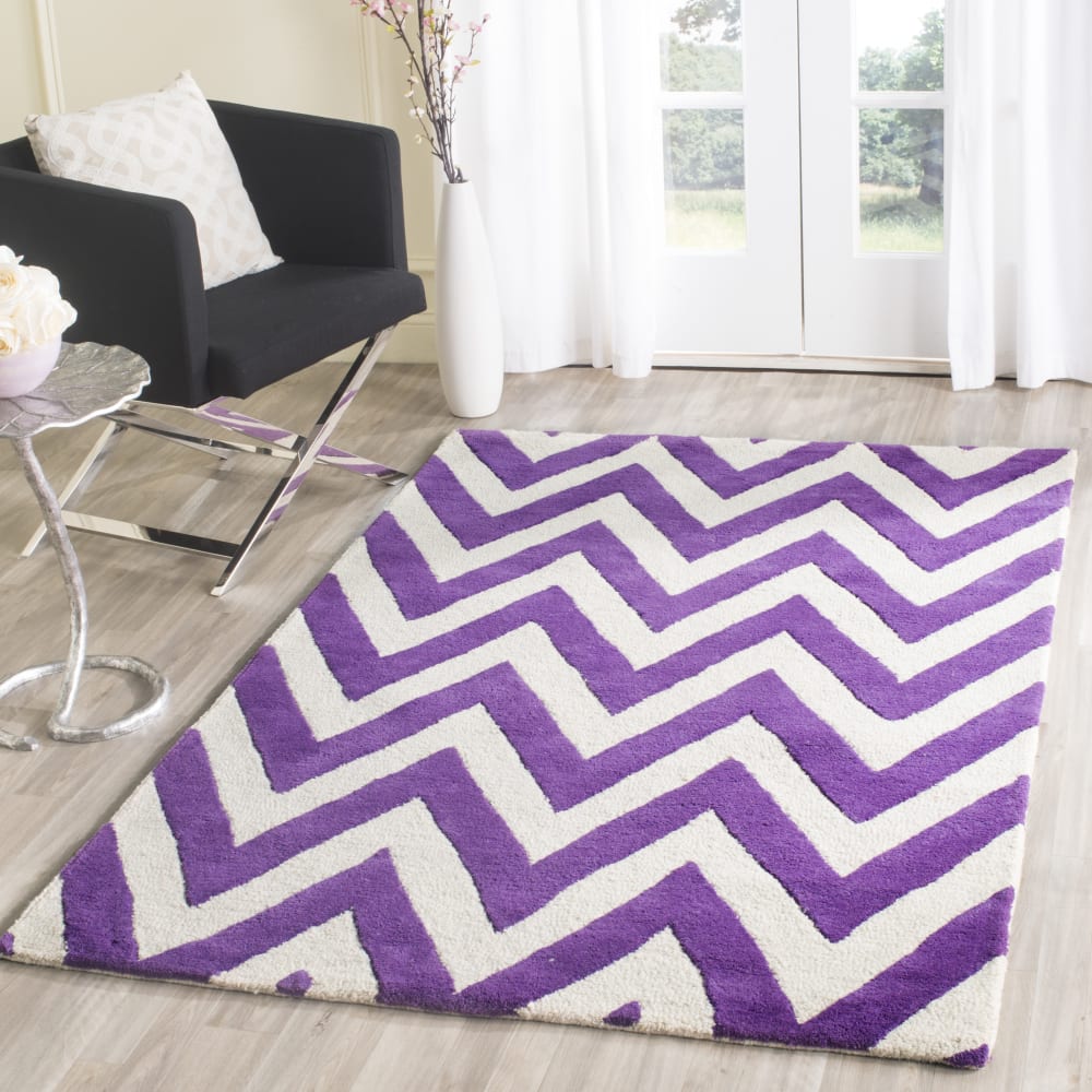 Tapis moderne en laine violet/blanc, 122 x 183 cm — vue 3