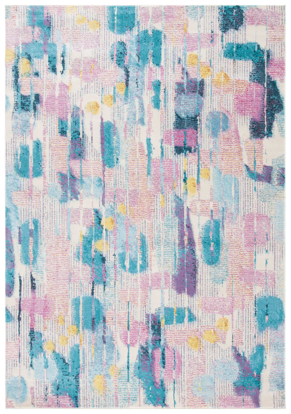 Tapis contemporain en polypropylène rose/bleu, 122 x 183 cm
