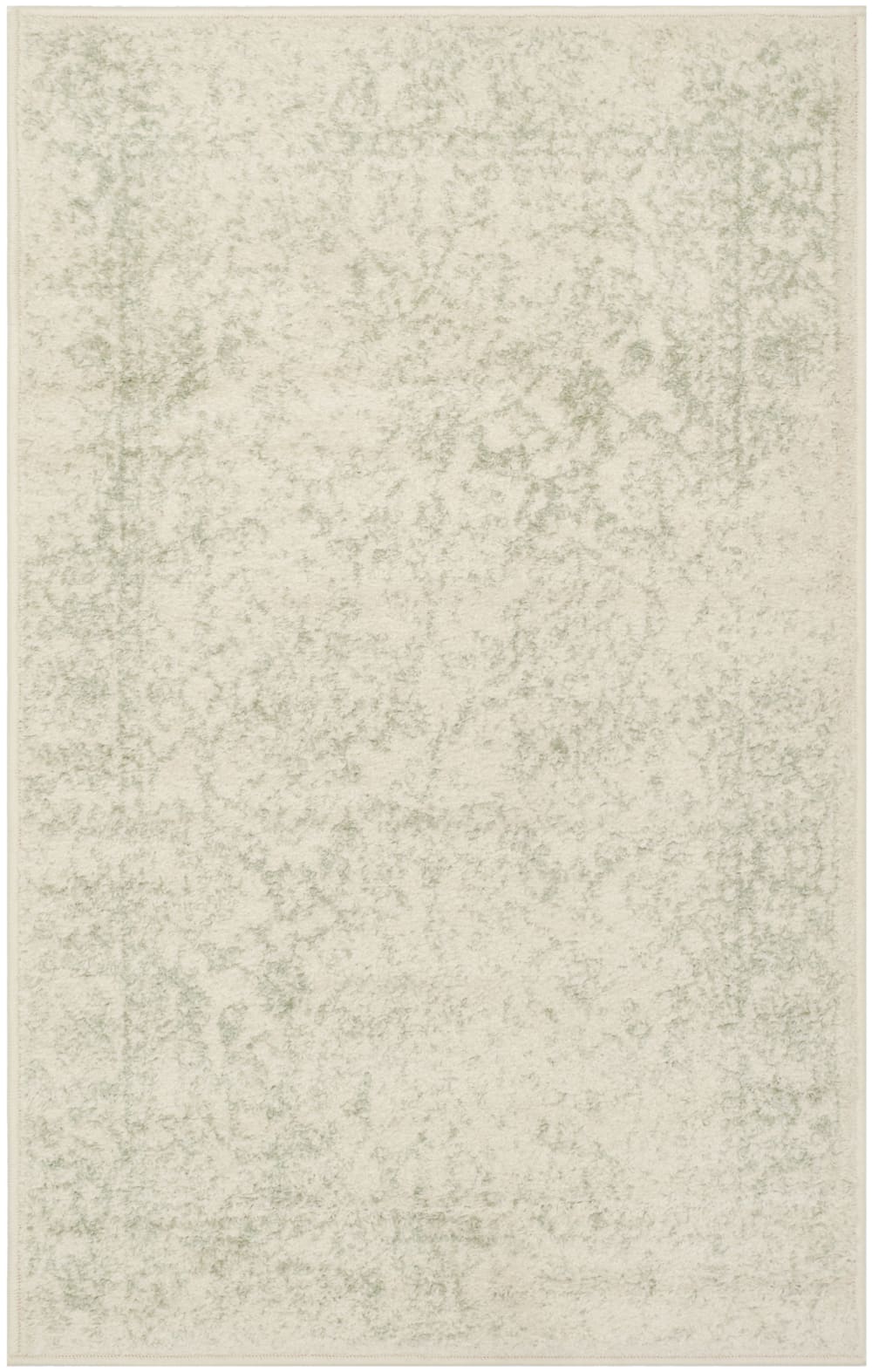 Tapis vintage patiné en polypropylène blanc/vert, 76 x 122 cm