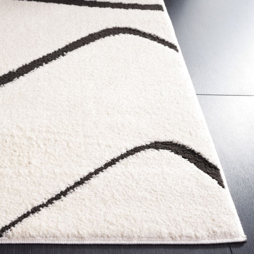 Tapis moderne en polyester blanc/noir, 122 cm — vue 3