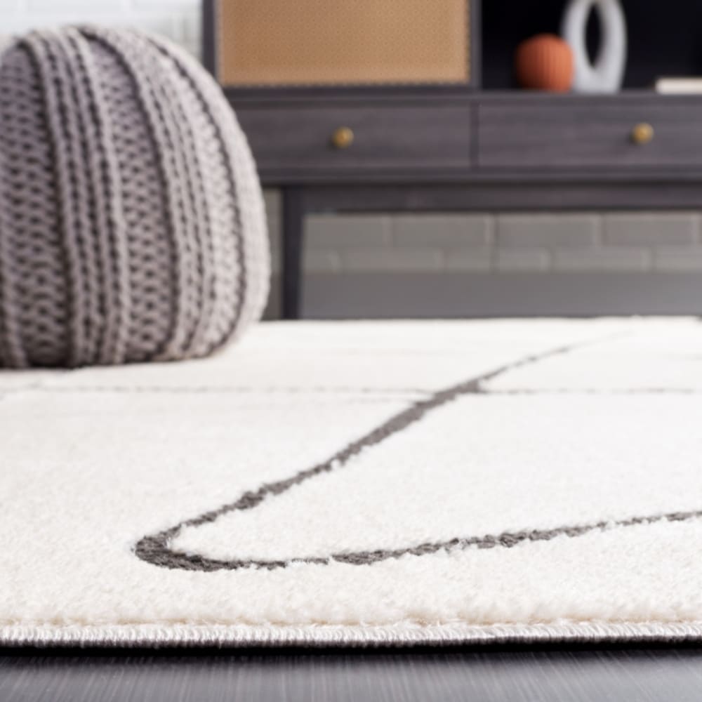 Tapis moderne en polyester blanc/noir, 122 cm — vue 4