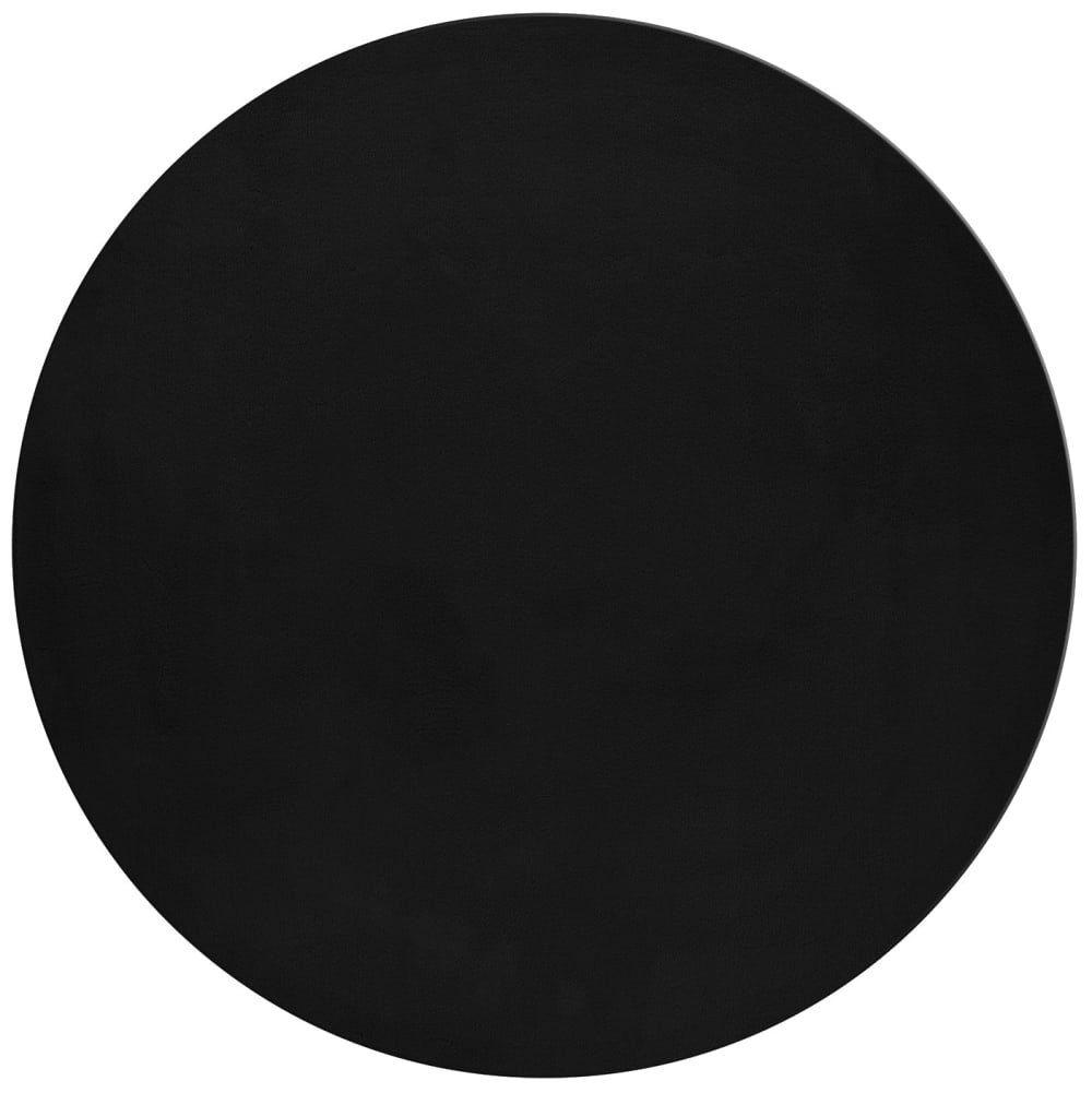 Tapis rond fausse Fourrure toucher doux Noir 120x120cm