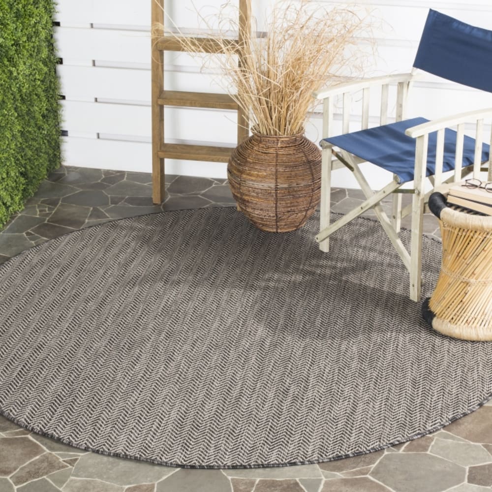 Tapis contemporain en polypropylène noir/beige, 122 cm — vue 3