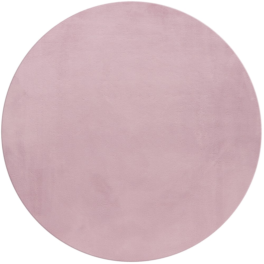 Tapis rond fausse Fourrure toucher doux Rose 120x120cm