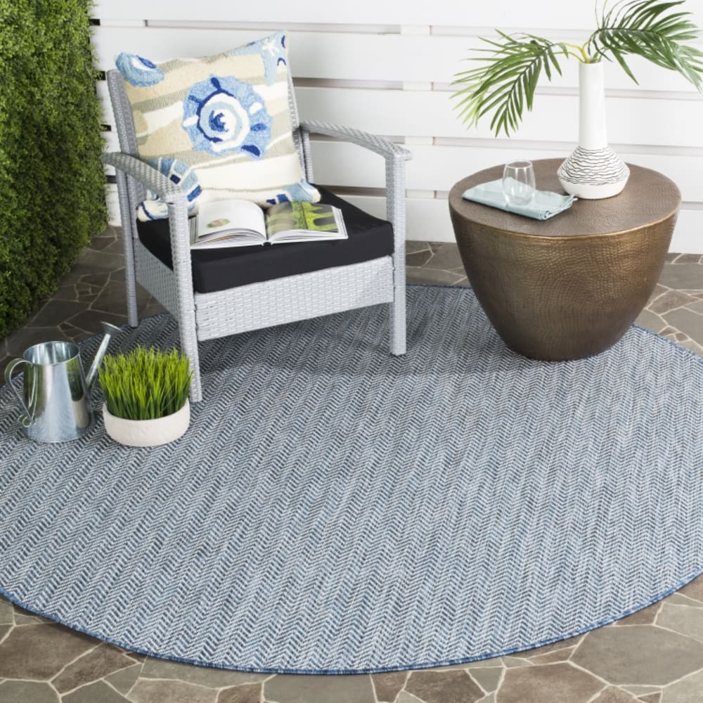 Tapis contemporain en polypropylène bleu/gris, 122 cm — vue 3