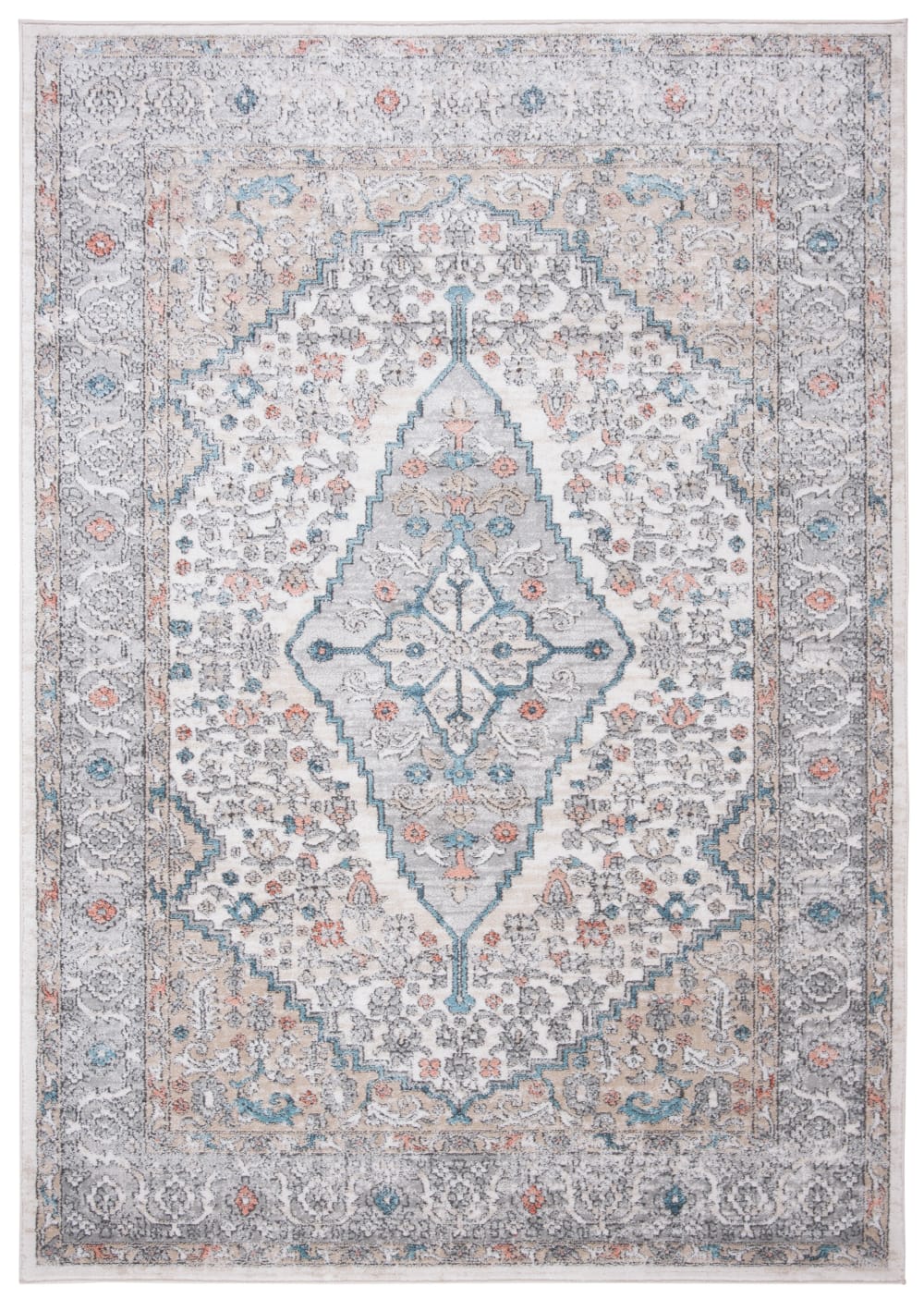 Tapis traditionnel en polypropylène gris/blanc, 122 x 183 cm