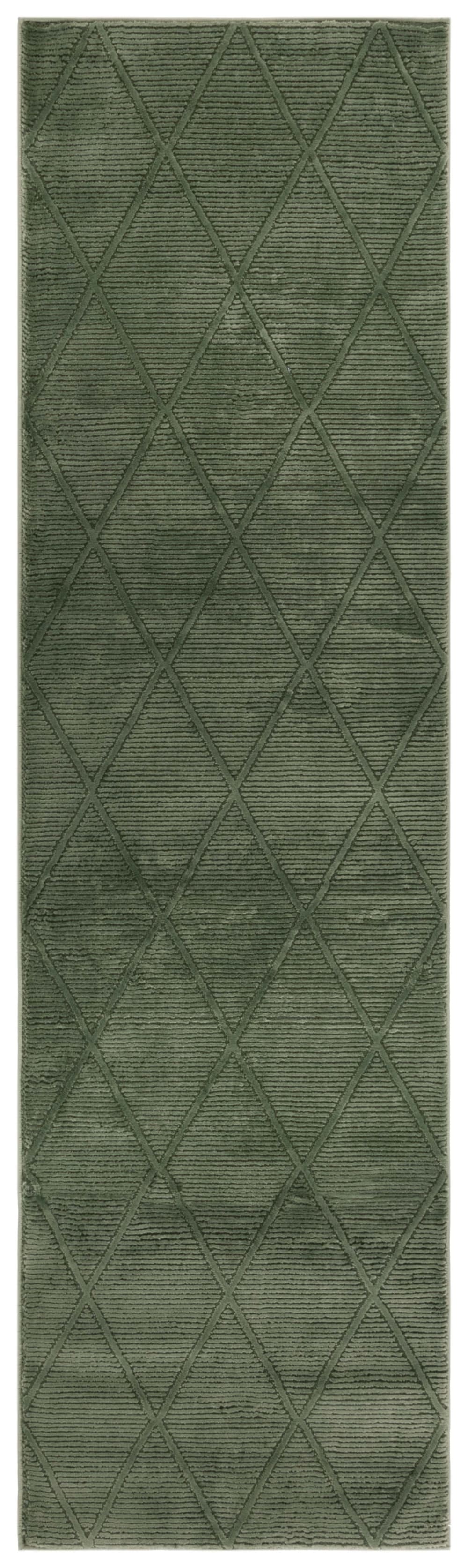 Tapis contemporain en polyester vert, 69 x 122 cm