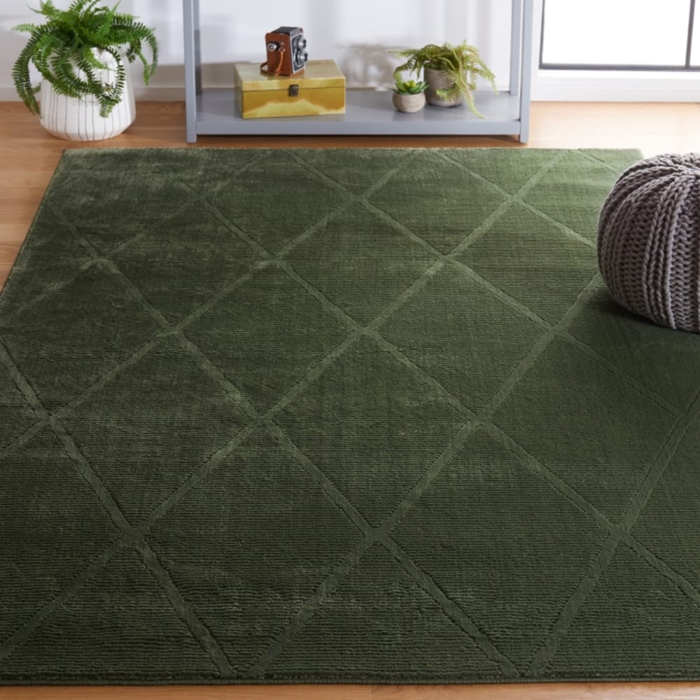 Tapis contemporain en polyester vert, 69 x 122 cm — vue 3