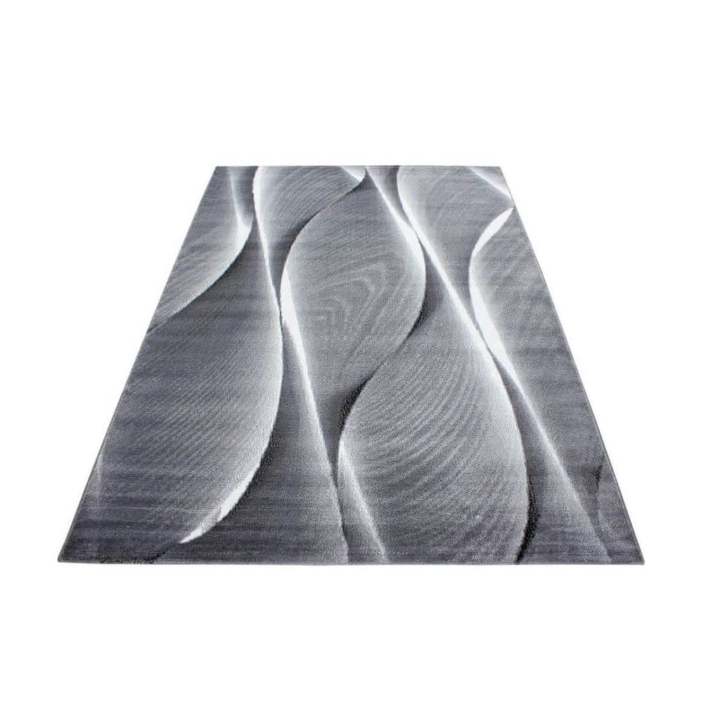 Tapis courbe contemporaine en polypropylène noir 120x170