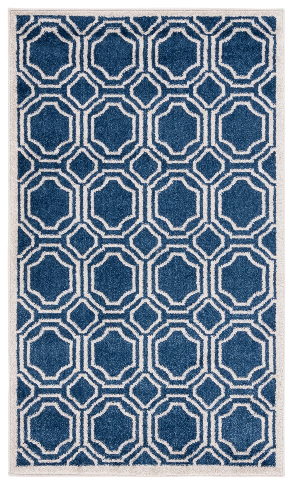 Tapis géométrique en polypropylène bleu/blanc, 122 x 183 cm