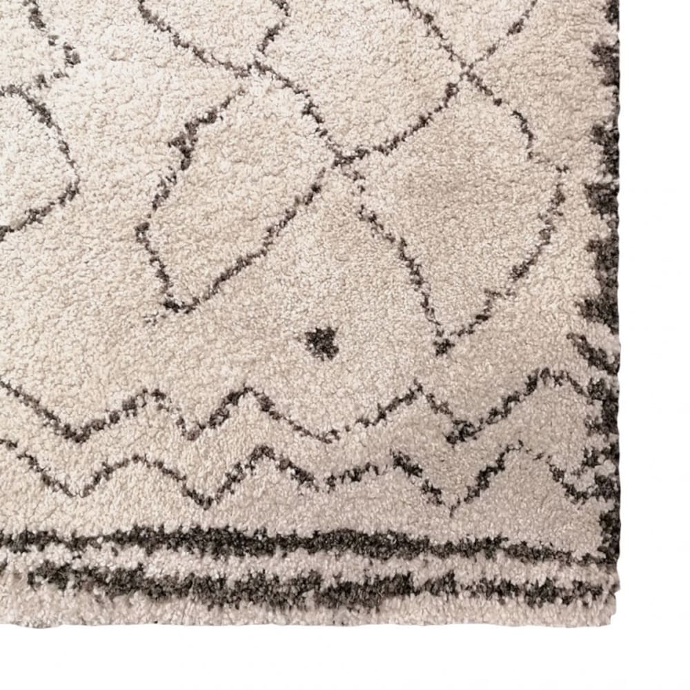 Tapis 120x170 cm beige et noir motif berbère ethnique — vue 4