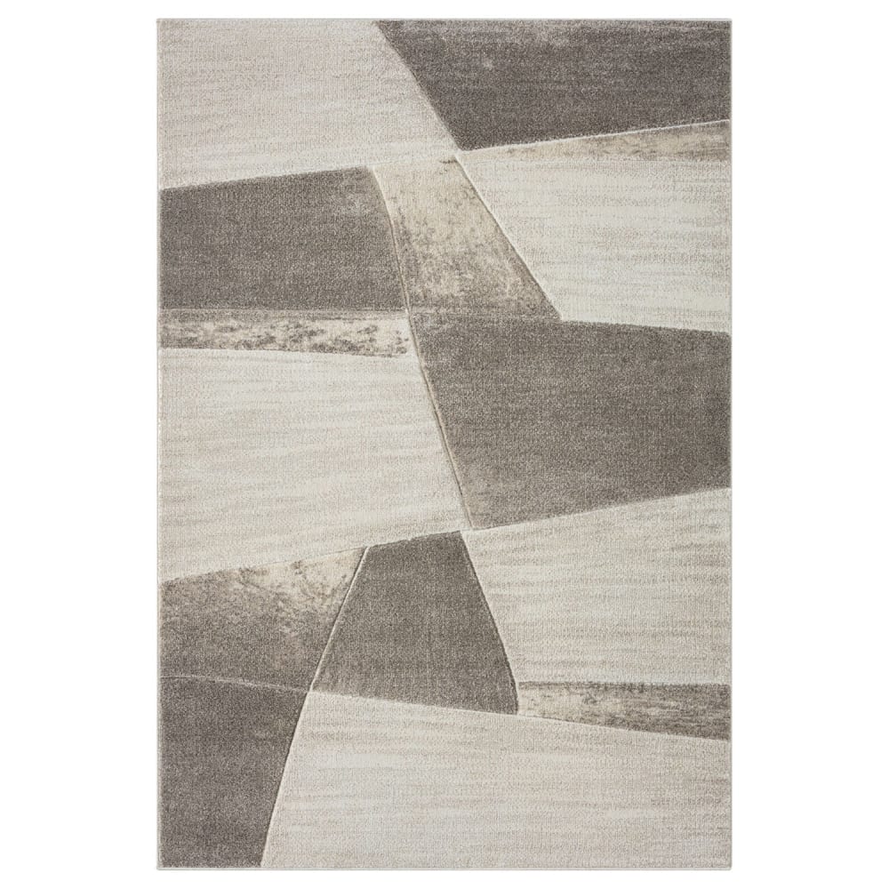 Tapis Géométrique Abstrait Beige et Taupe 120x170cm