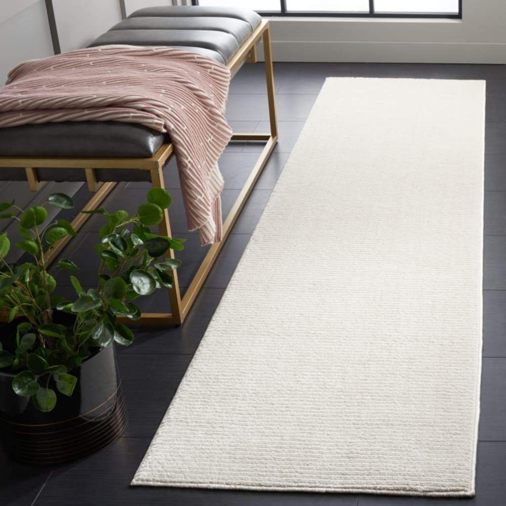 Tapis solide et tonale en polyester blanc, 66 x 122 cm — vue 3