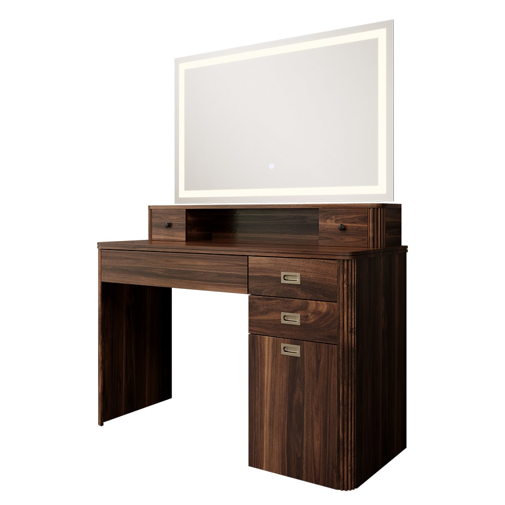 Coiffeuse avec miroir LED Chêne rustique 120x93.5cm