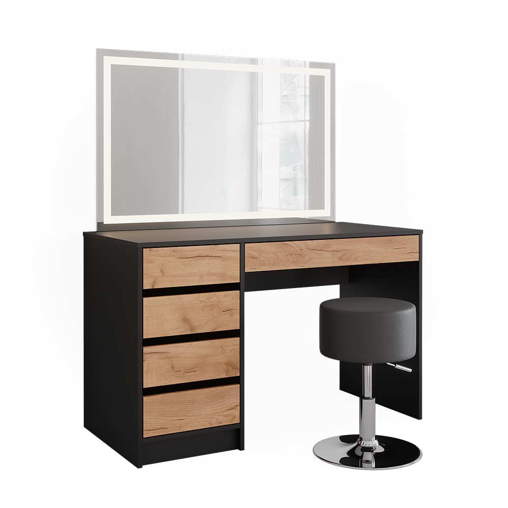 Coiffeuse avec miroir LED et tabouret Anthracite 120x75cm