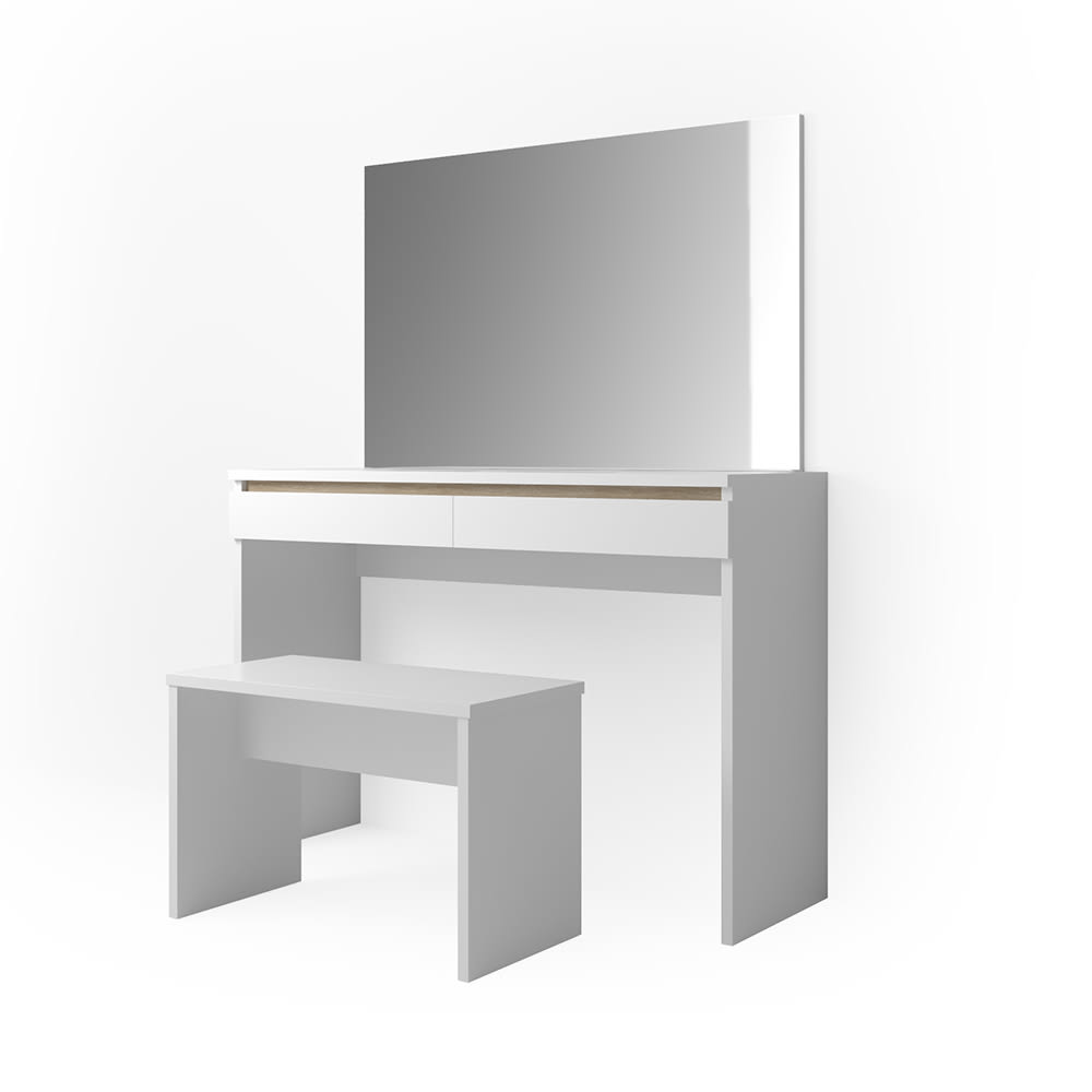 Coiffeuse avec banc, Blanc 120 x 83cm