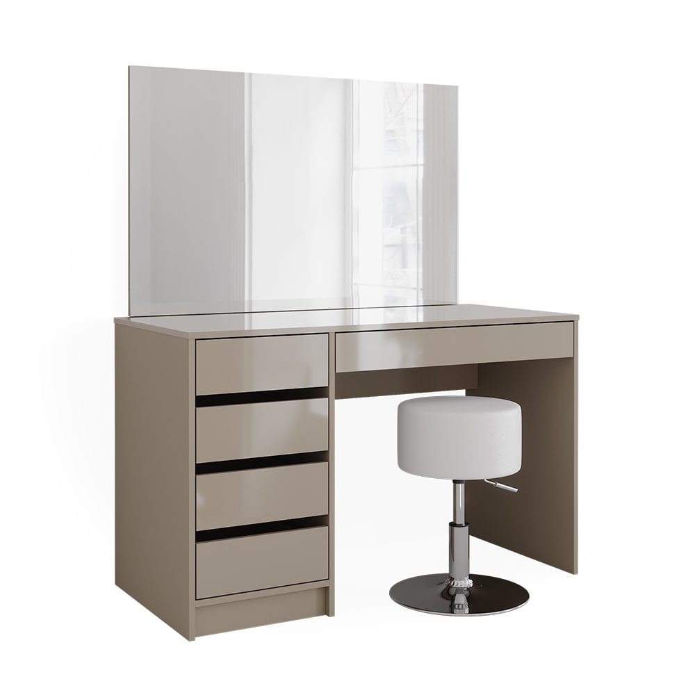 Coiffeuse avec miroir et tabouret grège 120x145cm Coiffeuse avec miroir et tabouret grège 120x145cm