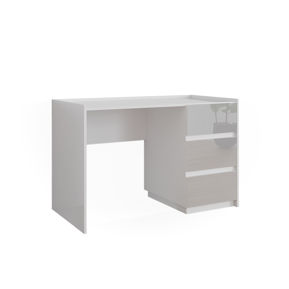 Coiffeuse avec 3 tiroirs, Blanc Haute brillance 120 x 78.6 cm